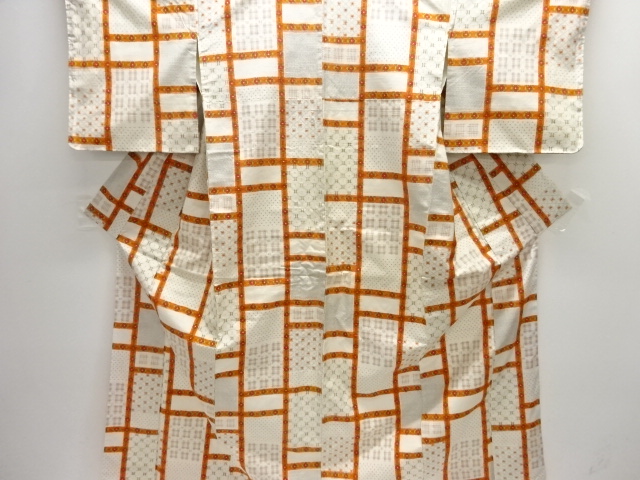 JAPANESE KIMONO / TOKAMACHI TSUMUGI / WOVEN GRID & KASURI 